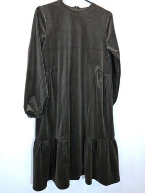 Concept Pine Green Velvet Tiered Dress Size M